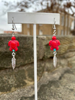 Earrings with Feather Dangles (Various Designs)