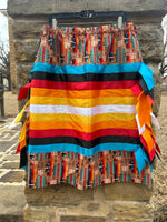 Adult Native Print Skirt with fire colors Made By Victoria Tiger