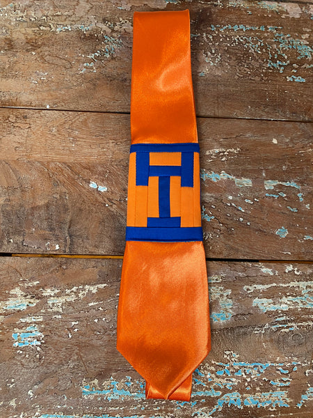 Orange Crawdad Patchwork Tie - 55 Inch Length