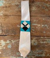 White Deer Patchwork Tie - 58 inches