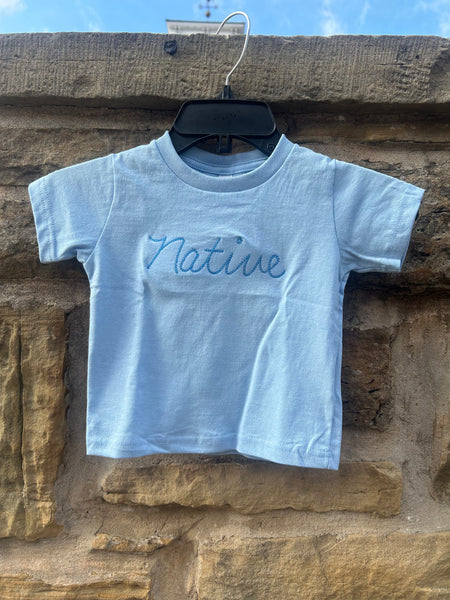 Light Blue Embroidered "Native" Tshirt - Toddler