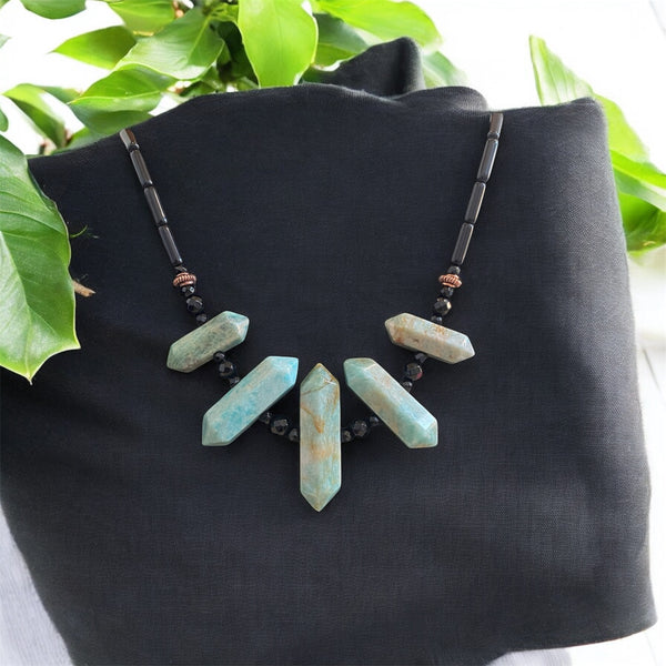 Amazonite Prism Necklace. Made By Mvskoke Artist, Amanda Rutland