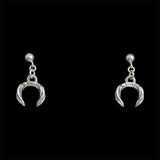 Silver crescent twist earrings