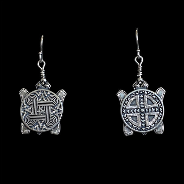 Silver Dual Turtle Earrings