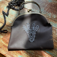 Faux Leather bag with chain & Embroidery