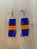 Beaded Fringe Earrings on 1/2 Inch Silver Metal Triangle Hanger (Various Colors Available)