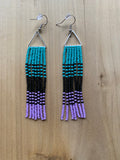 Beaded Fringe Earrings on 1/2 Inch Silver Metal Triangle Hanger (Various Colors Available)