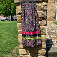 Black Flower Design Ribbon Skirt
