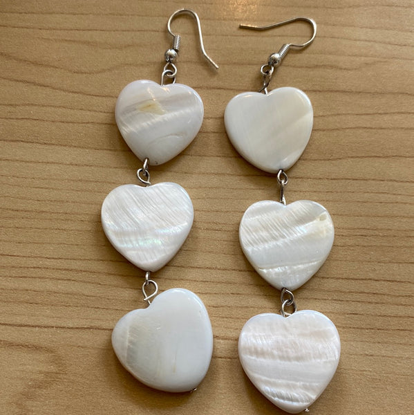 Shell Heart Dangle Earrings